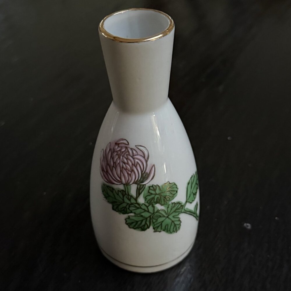 Vintage Kiku Masamune Small Vase Kutani Japan 5 Inch Tall Floral Design Decor‎